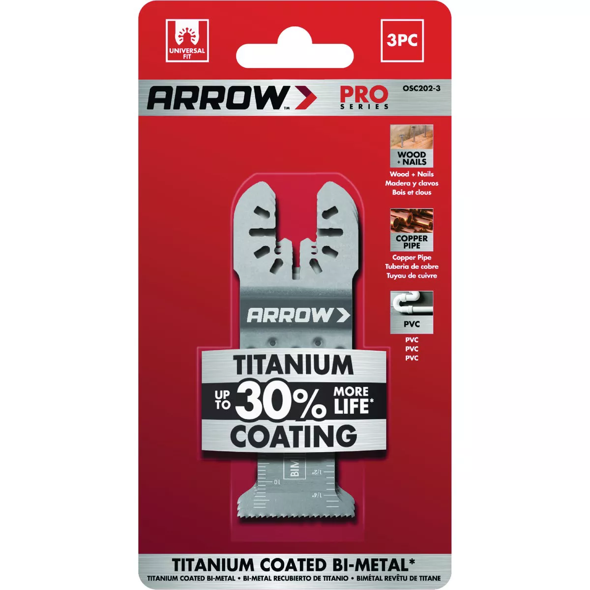 Arrow 1-1/4 In. Titanium Metal Oscillating Blade (3-Pack)