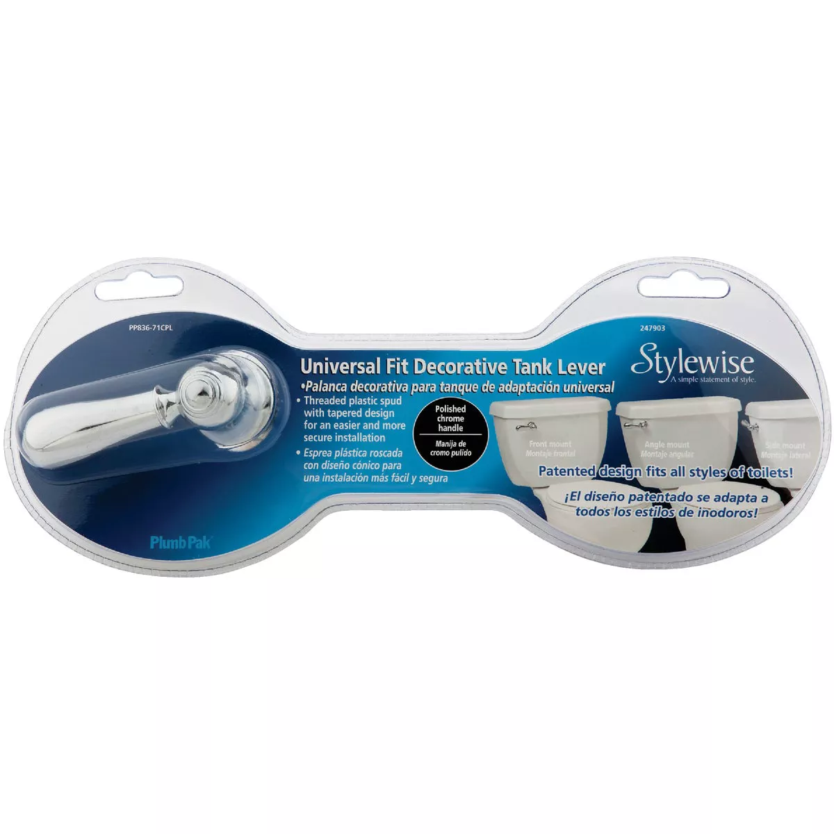 Plumb Pak Universal Fit Chrome Tank Lever with Metal Bent Arm - photo 2