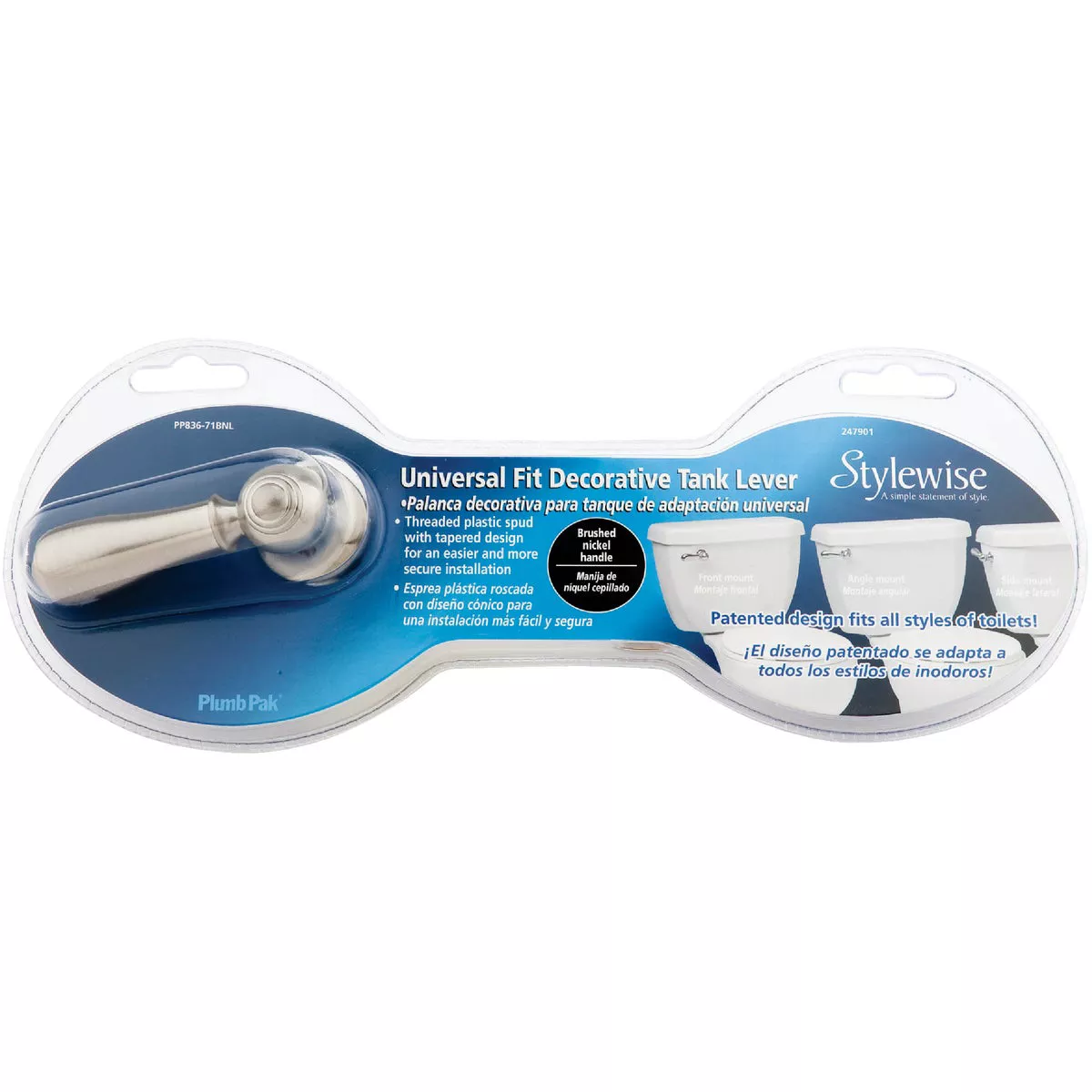 Plumb Pak Universal Fit Brushed Nickel Tank Lever with Metal Bent Arm - photo 2