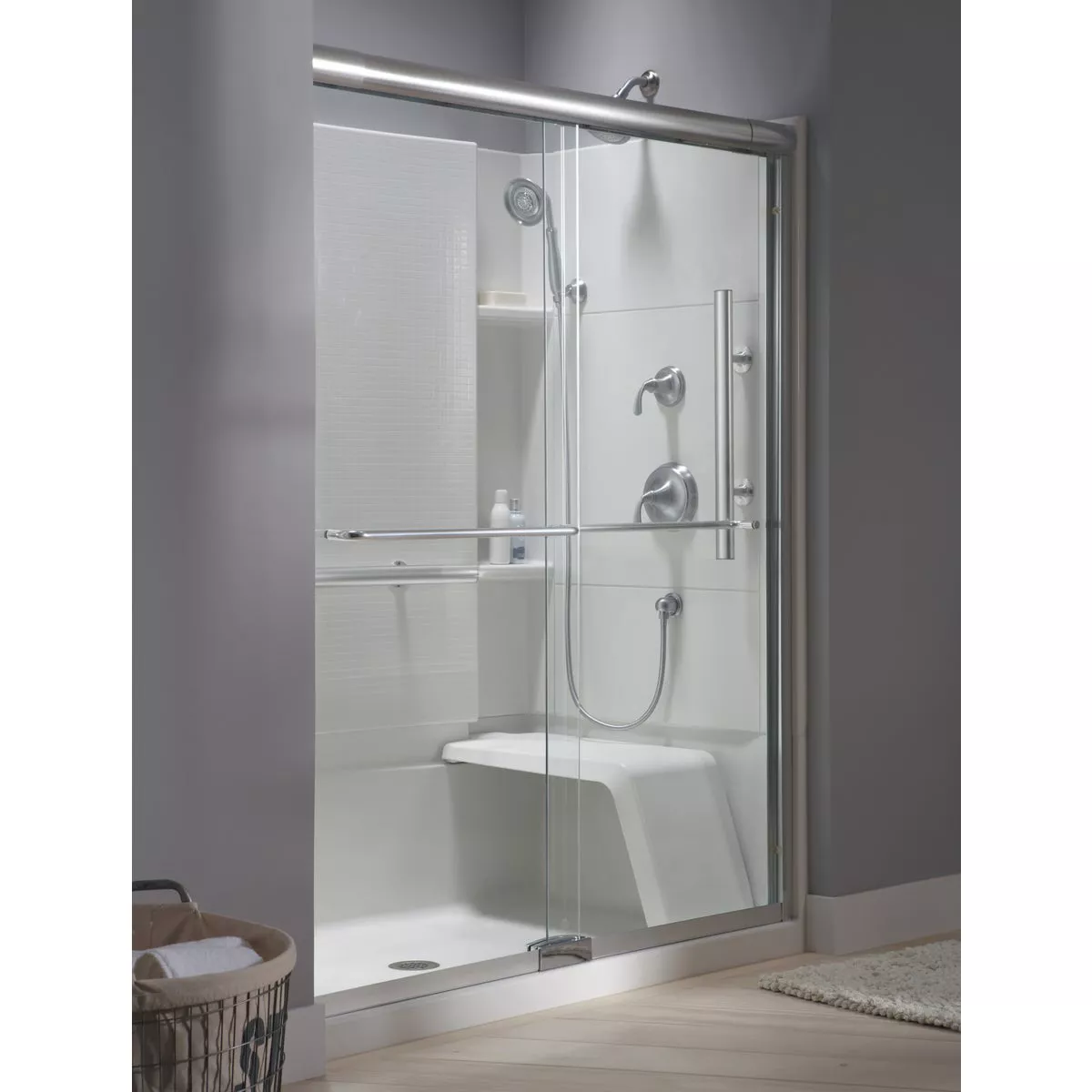 Sterling Accord 48 In. W x 36 In. D Center Drain Seated Shower Pan in White - photo 3