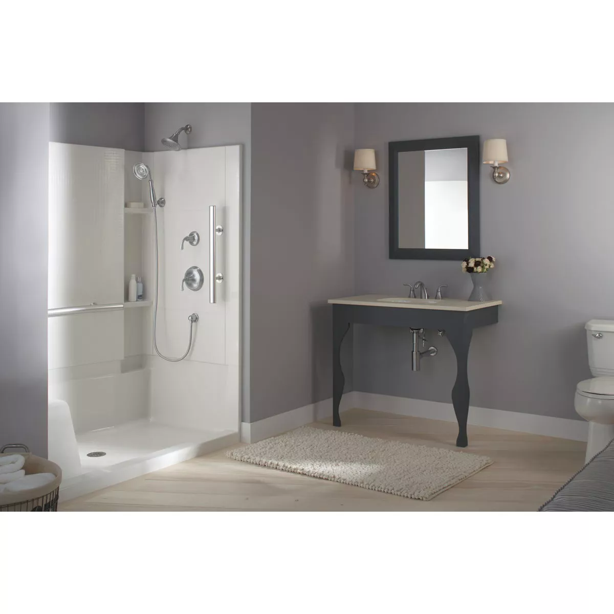 Sterling Accord 48 In. W x 36 In. D Center Drain Seated Shower Pan in White - photo 4