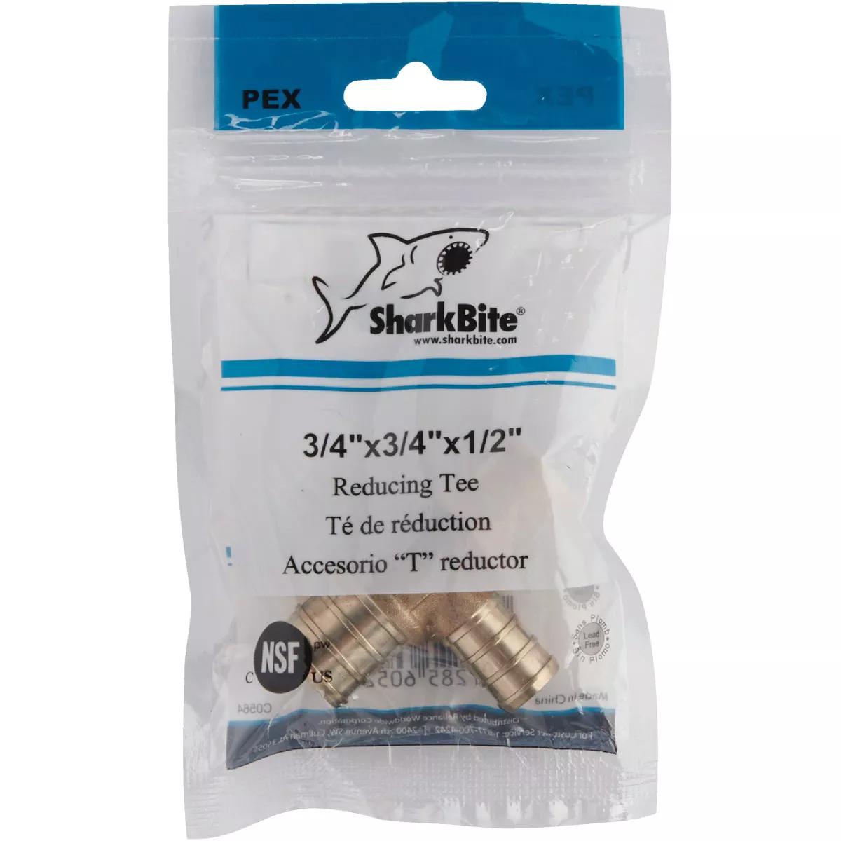 SharkBite 3/4 In. x 3/4 In. x 1/2 In. Barb Reducing Brass PEX Tee - photo 2
