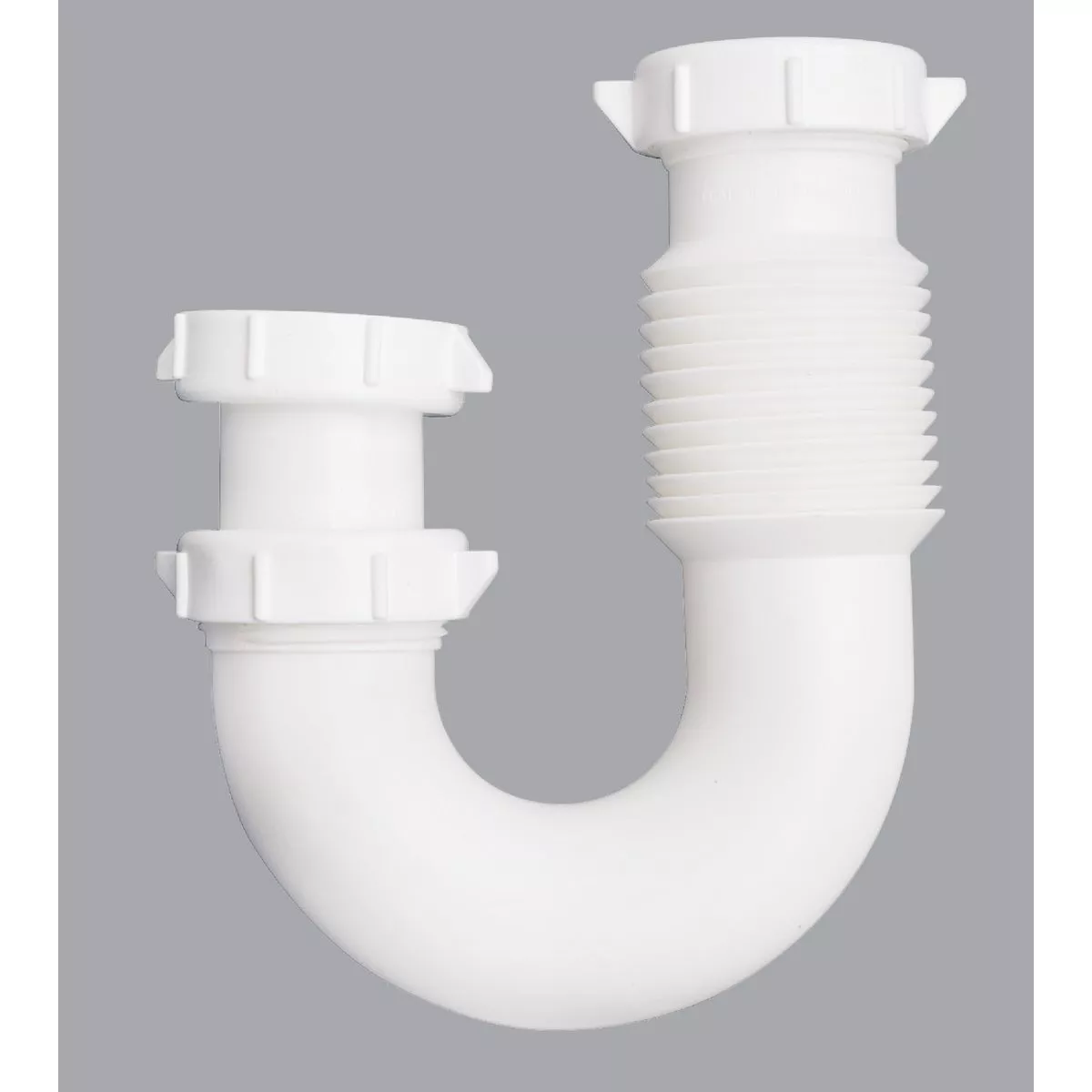 Do it Best 1-1/2 In. or 1-1/4 In. x 1-1/2 In. Flexible White Plastic J-Bend, Extendable to 11 In.