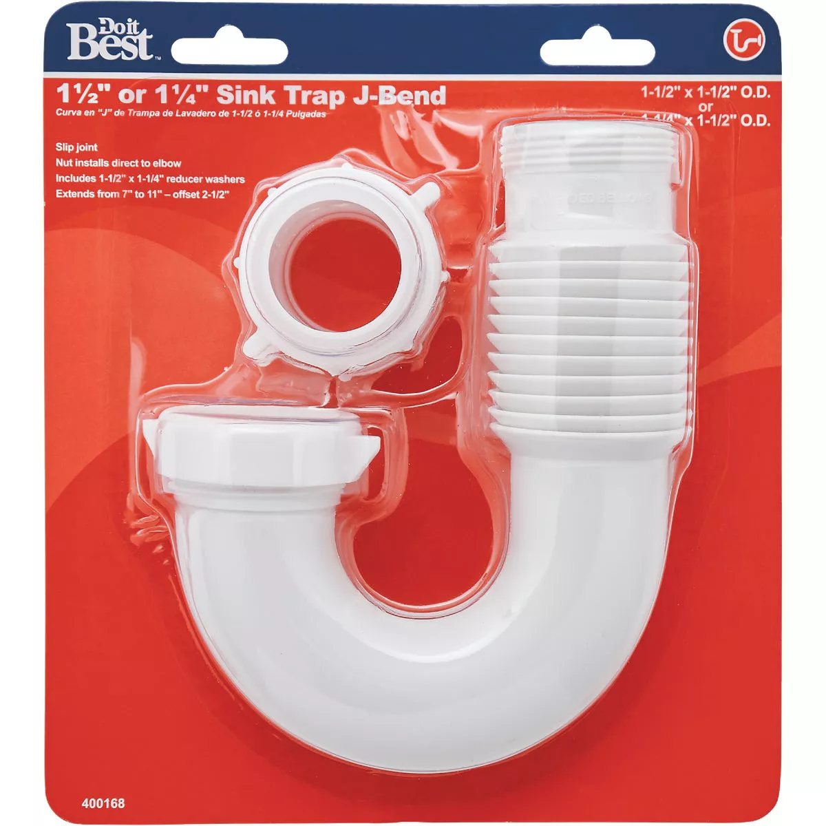 Do it Best 1-1/2 In. or 1-1/4 In. x 1-1/2 In. Flexible White Plastic J-Bend, Extendable to 11 In. - photo 2