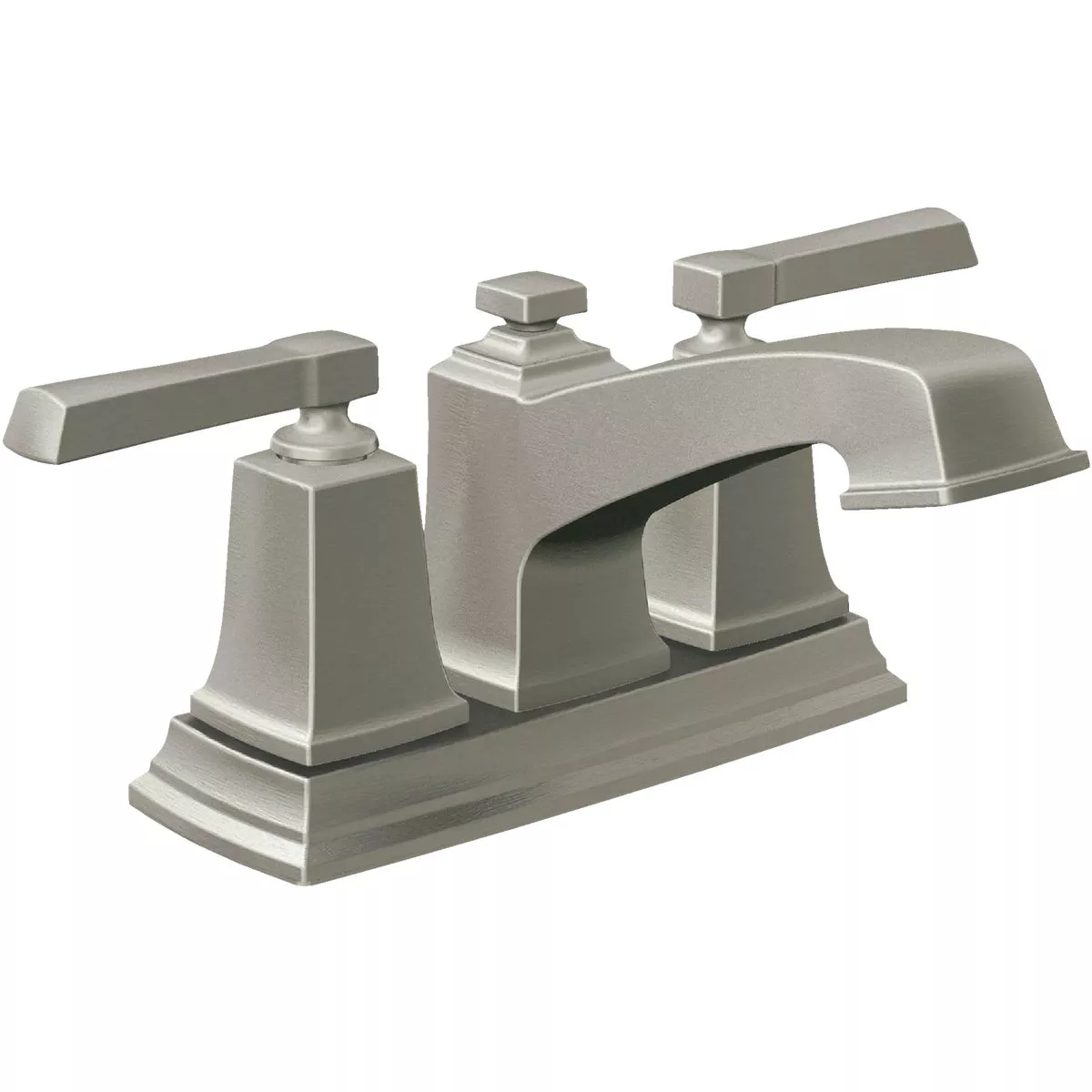 Moen Boardwalk 2-Handle Lever 4 In. Centerset Bathroom Faucet with Pop-Up, Spot Resist Brushed Nickel