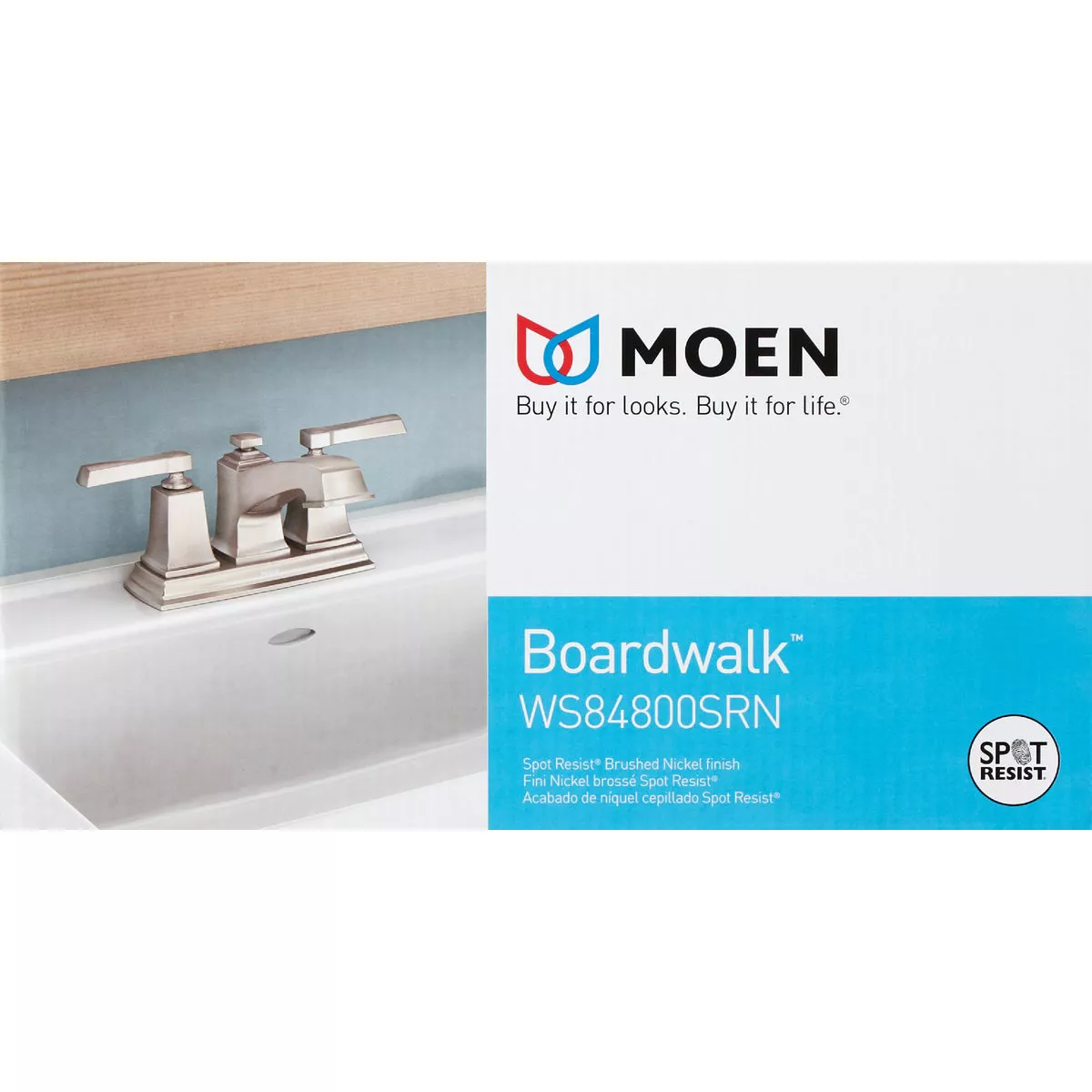Moen Boardwalk 2-Handle Lever 4 In. Centerset Bathroom Faucet with Pop-Up, Spot Resist Brushed Nickel - photo 2