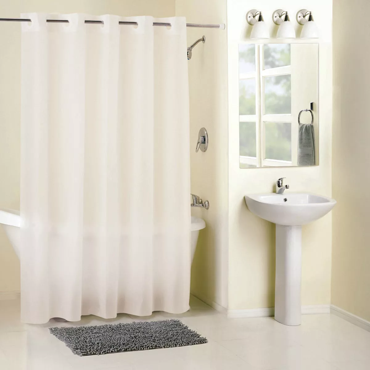 Surefit 71 In. x 74 In. Frost Hookless Shower Curtain with Liner
