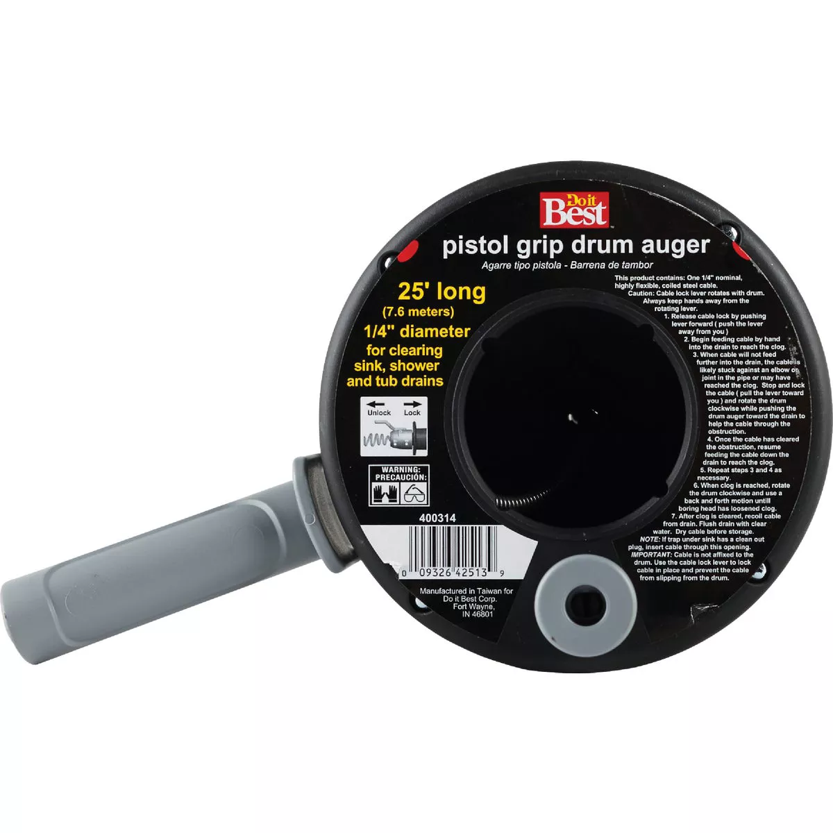 Do it Best 1/4 In. x 25 Ft. Polymer Drum Drain Auger - photo 2