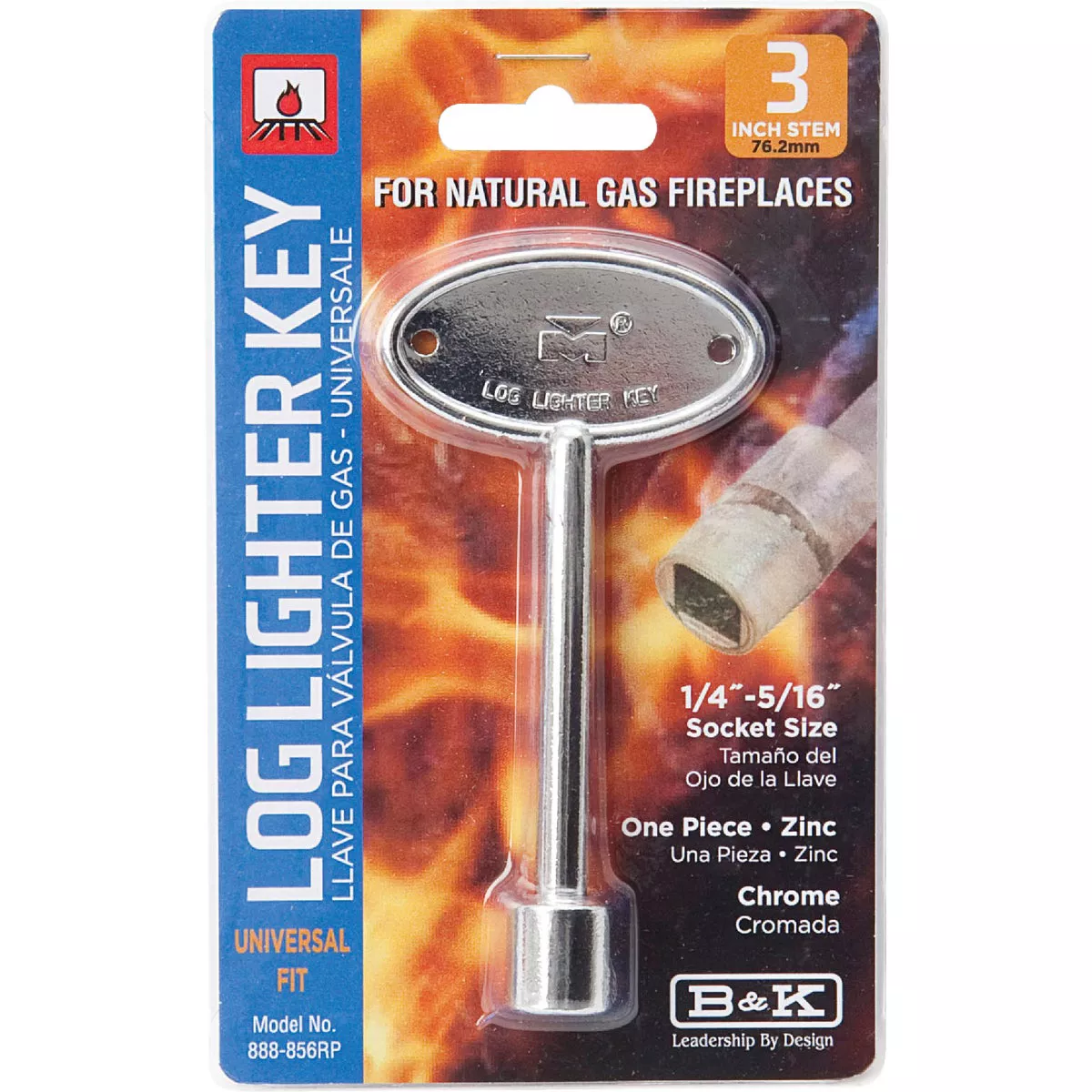 ProLine 3 In. Chrome-Plated Universal Fit Log Lighter Gas Valve Key - photo 2
