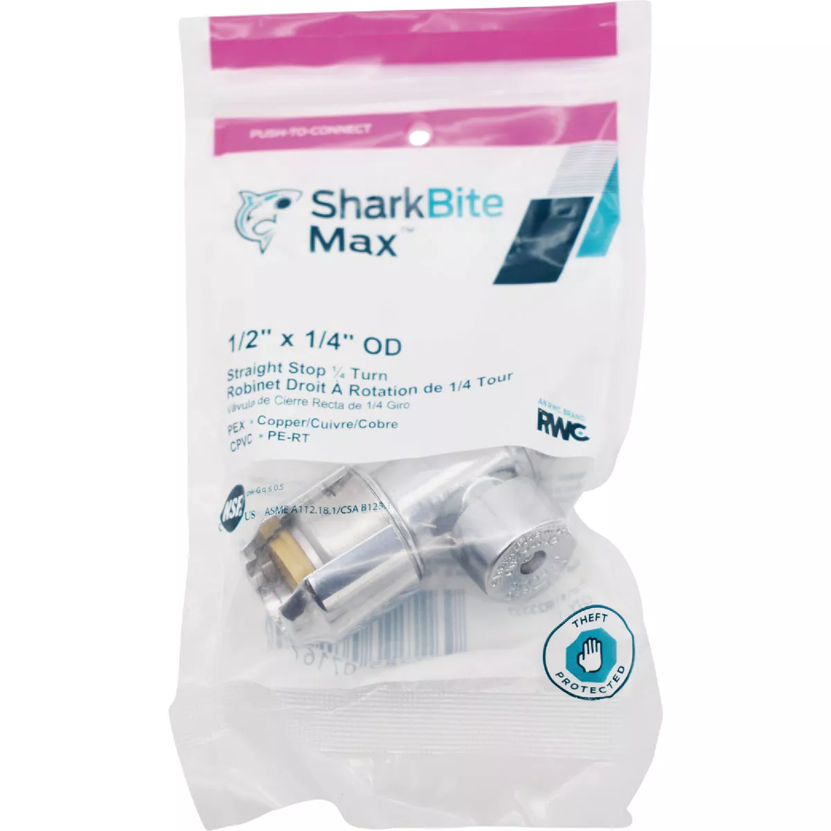 SharkBite 1/2 In. x 1/4 In. Compression Brass Straight Stop Valve - photo 2