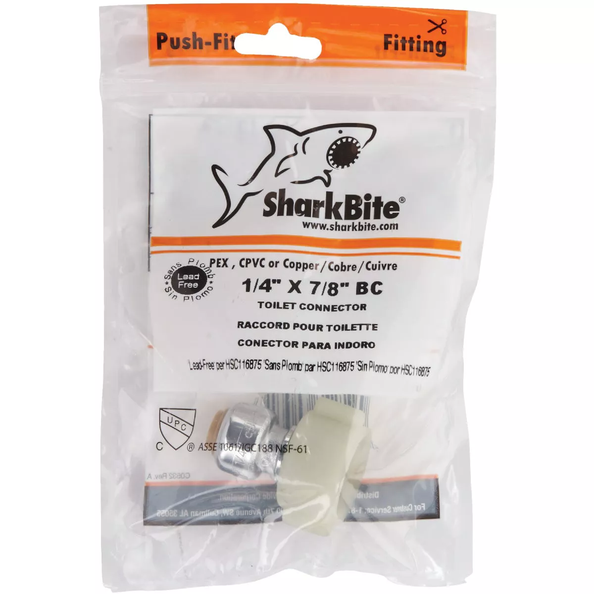 SharkBite 1/4 In. x 7/8 In. Push-to-Connect Ballcock Toilet Adapter - photo 2