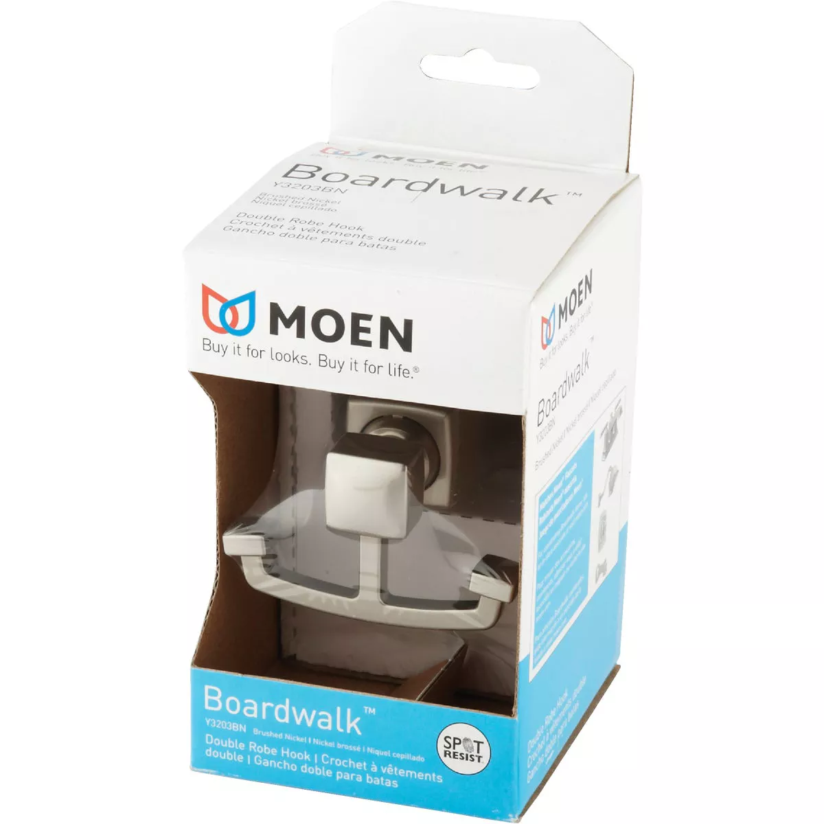 Moen Boardwalk Double Robe Hook, Brushed Nickel - photo 3