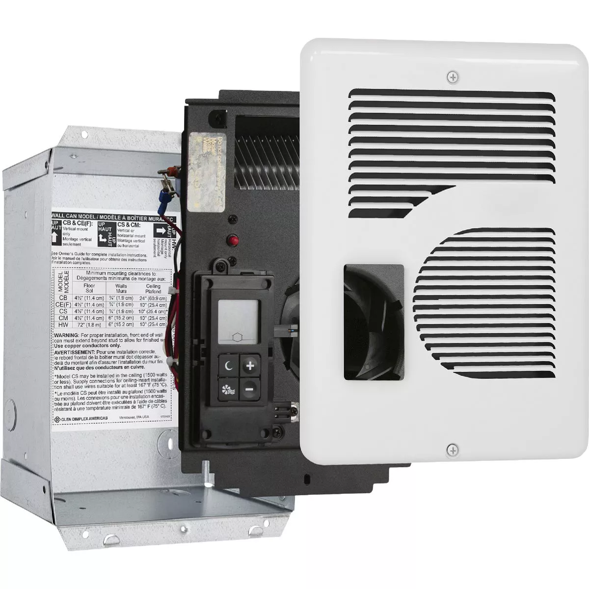Cadet Energy Plus 1600W 240V Electric Fan-Forced Heater with Digital Thermostat, White - photo 3