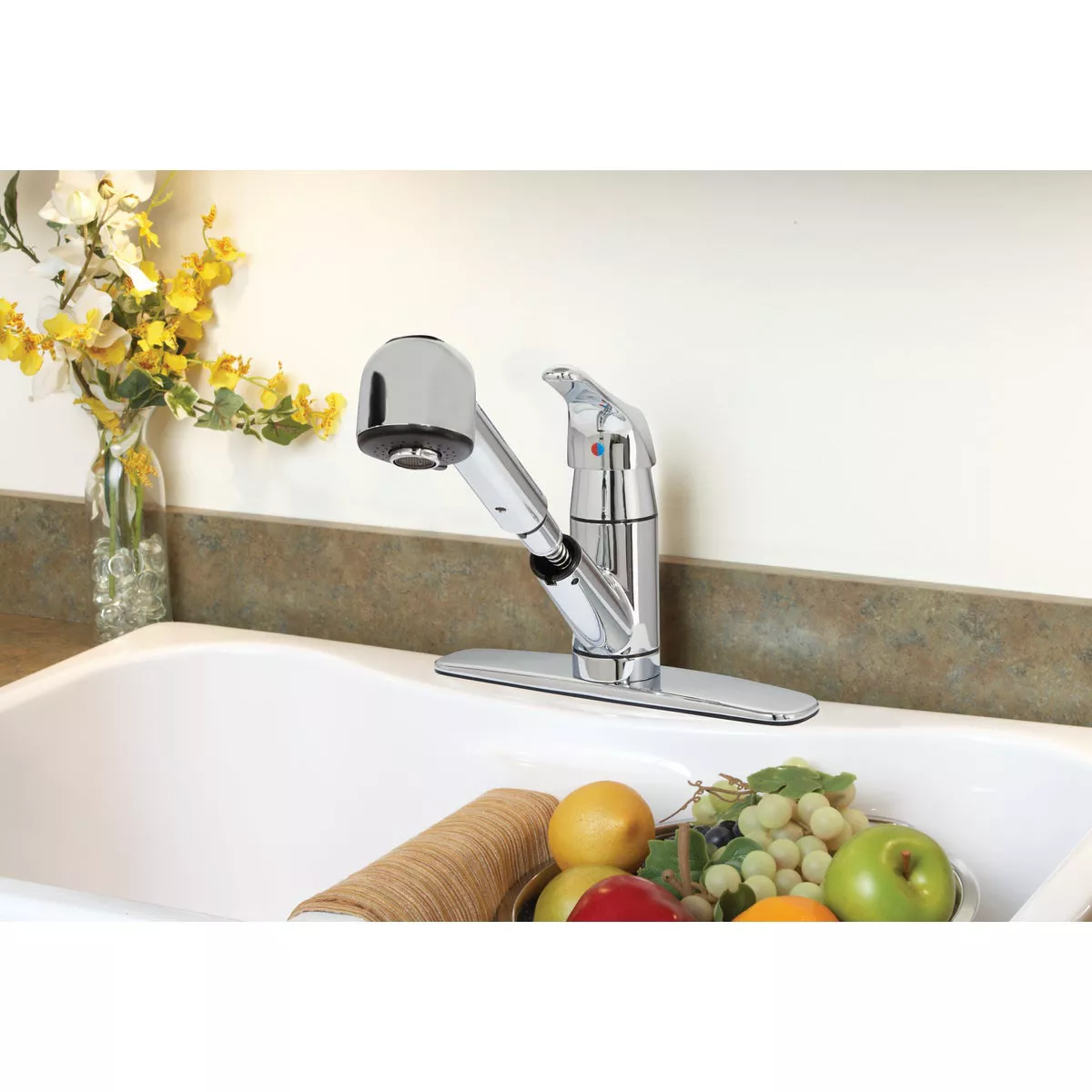 Home Impressions Single Handle Lever Pull-Out Kitchen Faucet, Chrome - photo 3