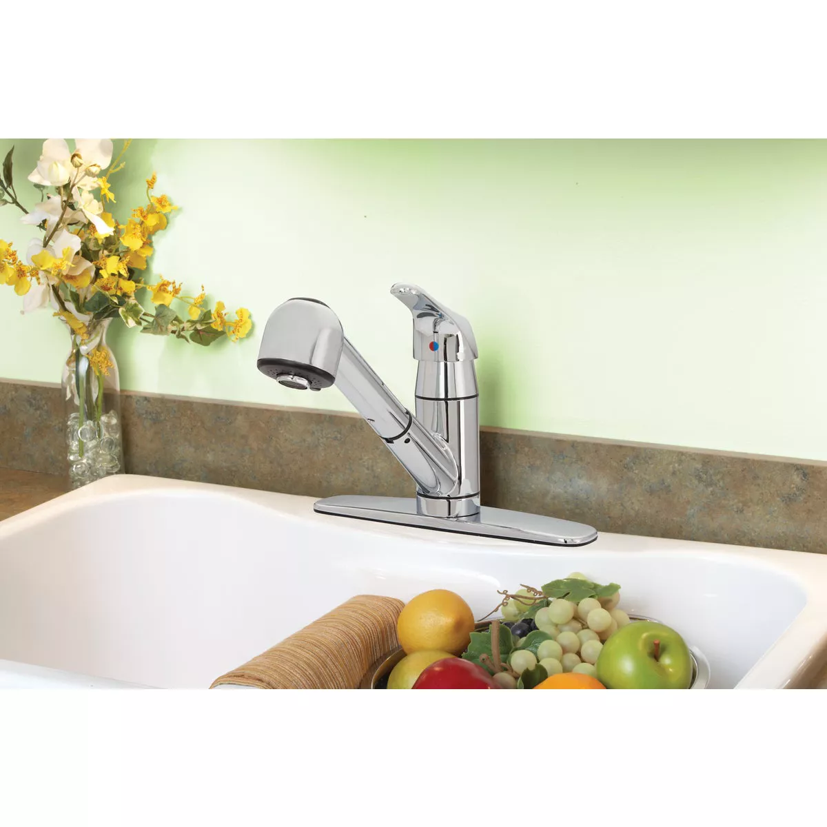 Home Impressions Single Handle Lever Pull-Out Kitchen Faucet, Chrome - photo 2