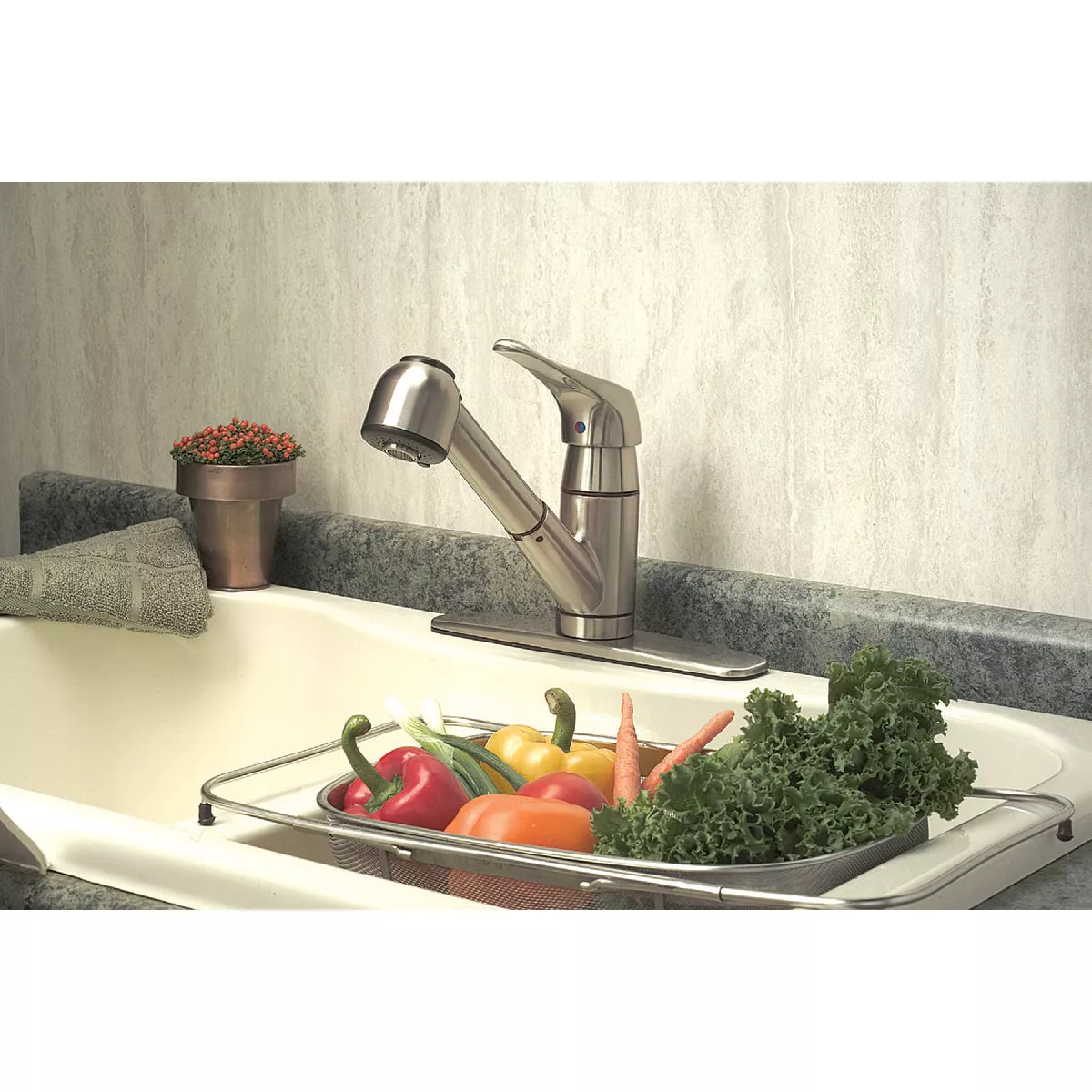 Home Impressions Single Handle Lever Pull-Out Kitchen Faucet, Brushed Nickel - photo 2
