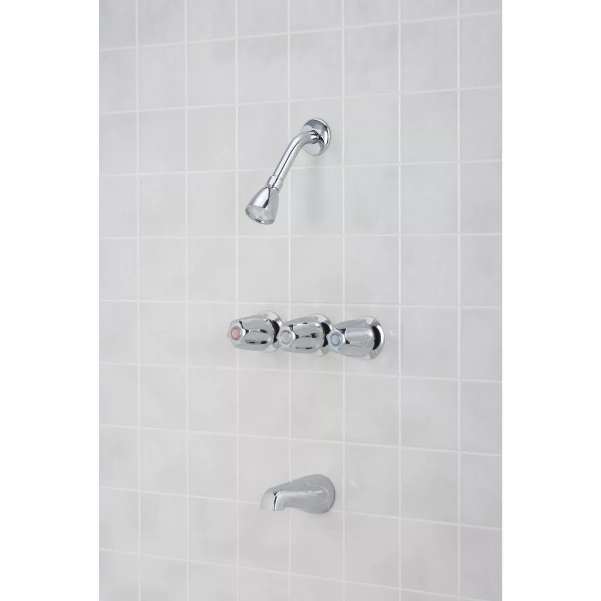 Home Impressions Chrome 3-Handle Metal Knob Tub & Shower Faucet - photo 2