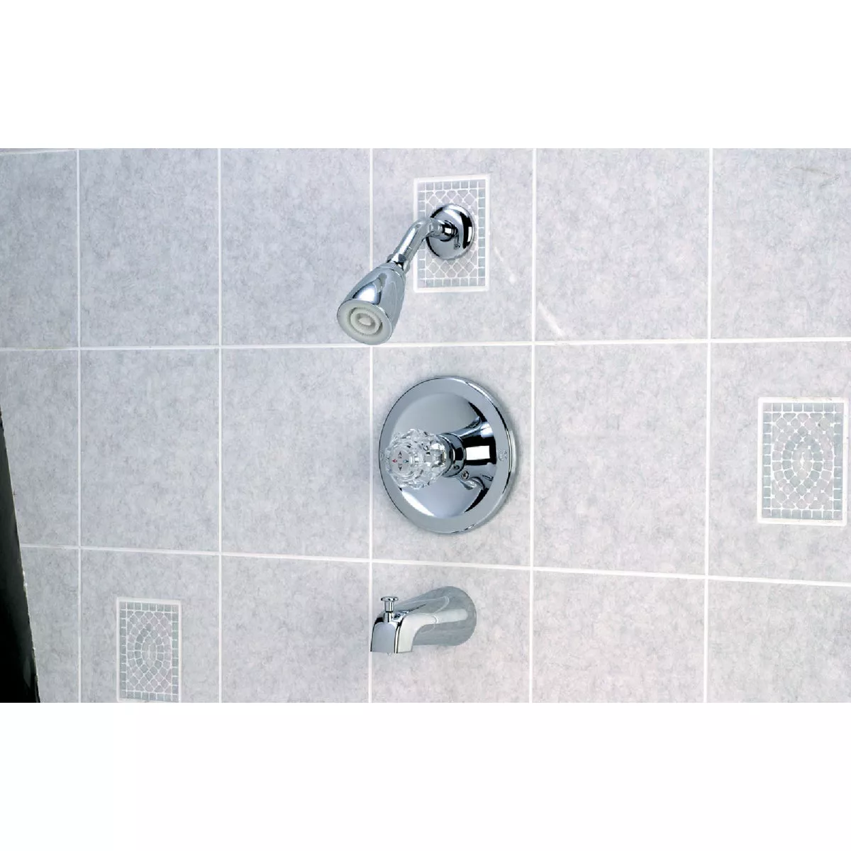 Home Impressions Chrome Single-Handle Acrylic Knob Tub & Shower Faucet - photo 2