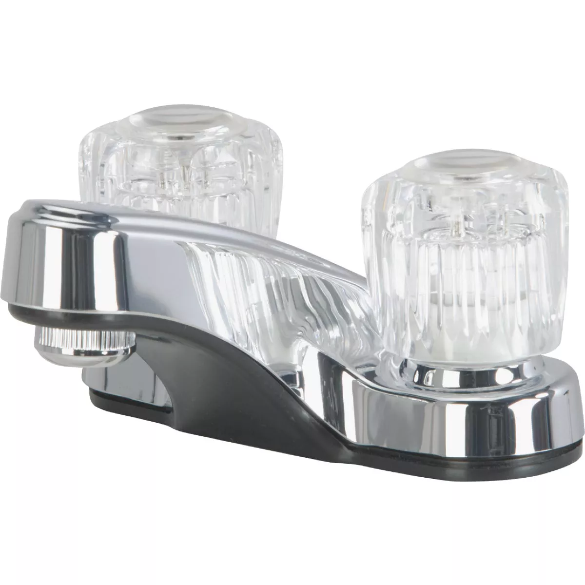 Home Impressions 2-Handle Knob 4 In. Centerset Non-Metallic Bathroom Faucet with Pop-Up, Chrome