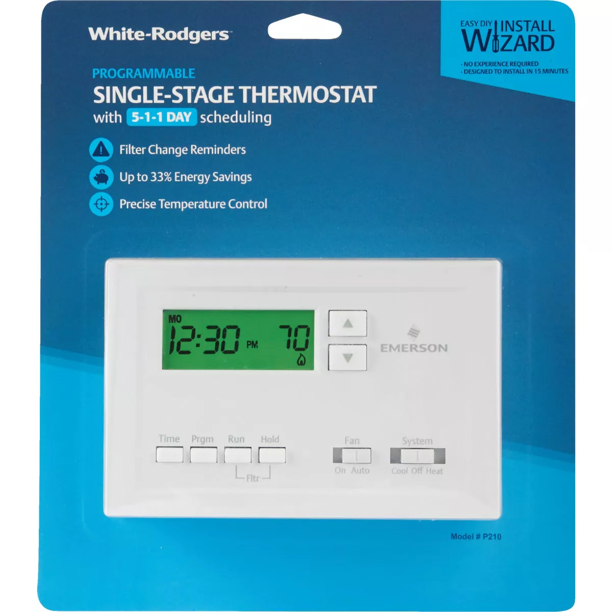 White Rodgers 5-1-1 Day Programmable White Digital Thermostat - photo 2
