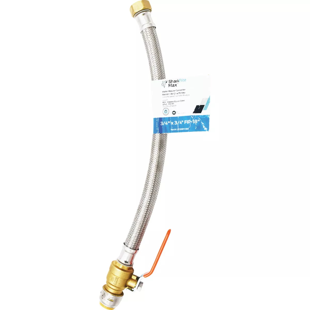 SharkBite 3/4 In. BV x 3/4 In. FIP x 18 In. L Stainless Steel Flex Water Heater Low Lead Ball Valve - photo 2