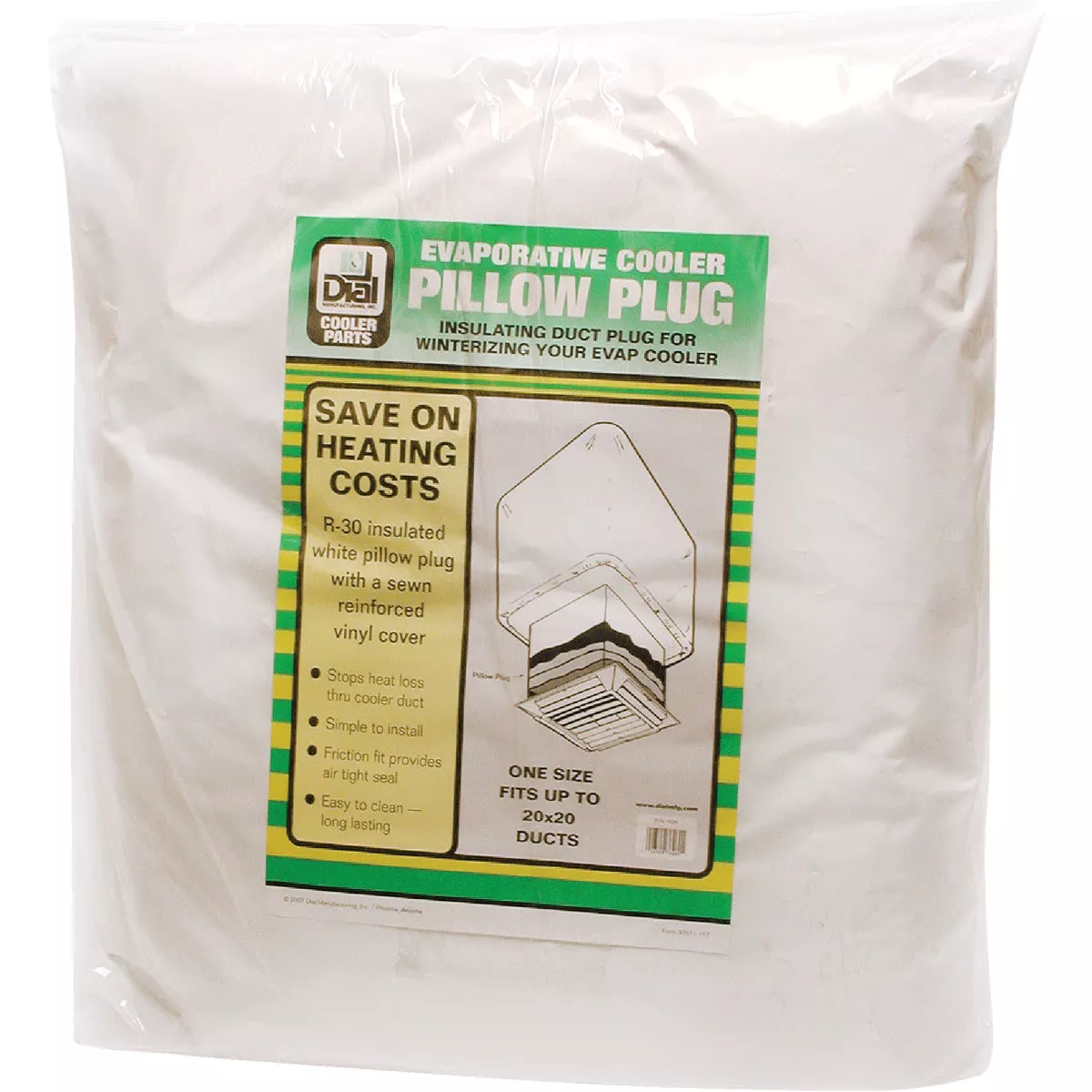 Dial One Size up to 20 In. x 20 In. Vinyl Evaporative Cooler Pillow Plug