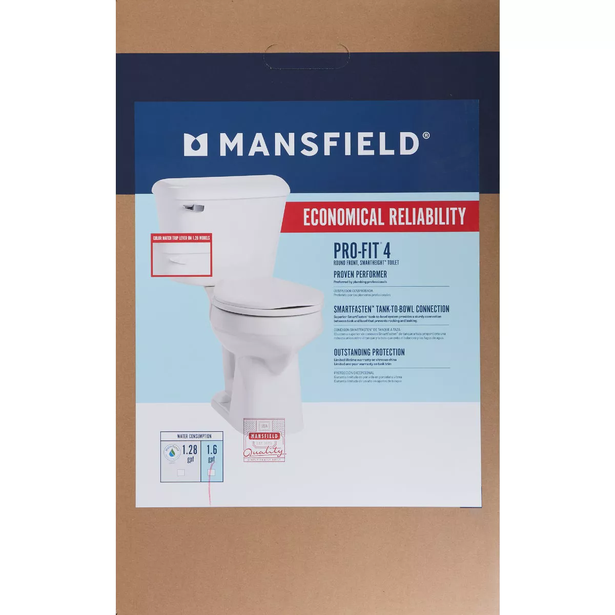 Mansfield Pro-Fit 4 SmartHeight White Round Bowl 1.6 GPF Complete Toilet - photo 2