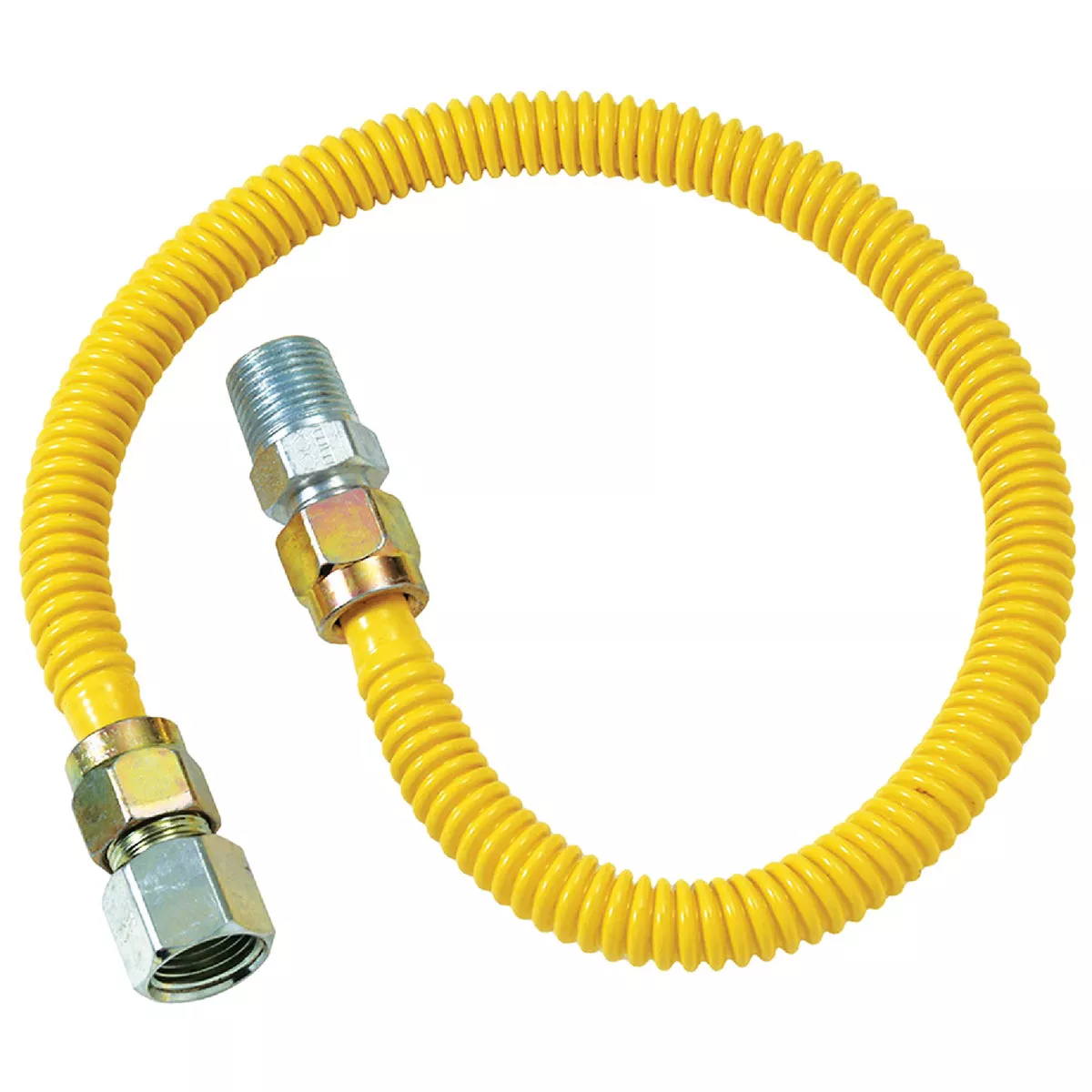 Dormont 1/2 In. OD x 48 In. Coated Stainless Steel Gas Connector, 1/2 In. FIP x 1/2 In. MIP (Tapped 3/8 In. FIP)