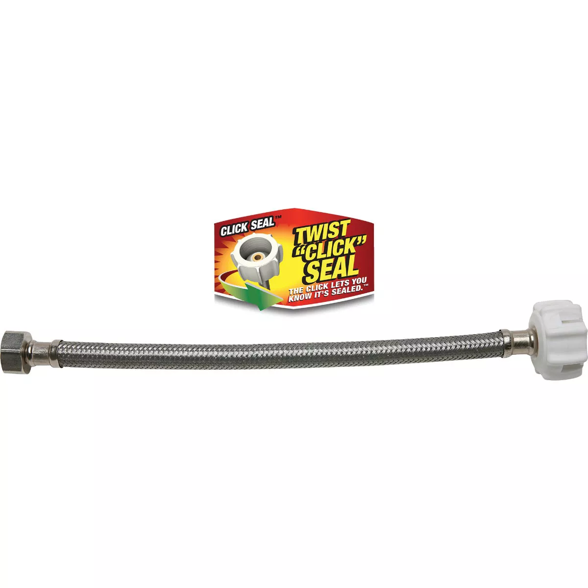 Fluidmaster Click Seal 3/8 In. Comp x 7/8 In. Ballcock x 12 In. L Braided Stainless Steel Toilet Connector - photo 3