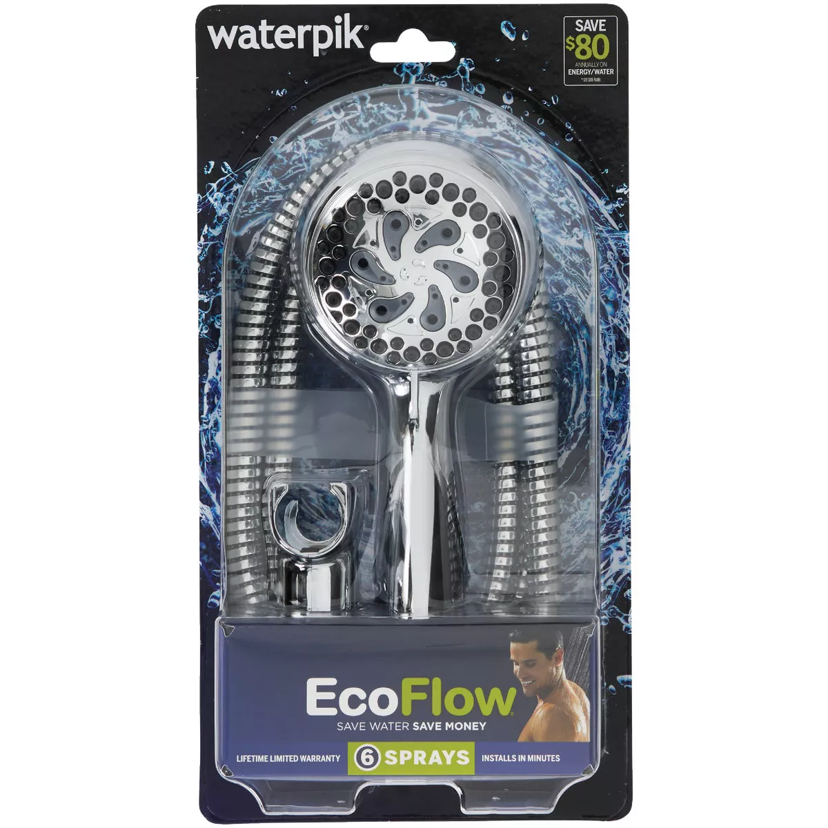 Waterpik EcoFlow 6-Spray 1.8 GPM Handheld Shower, Chrome - photo 2