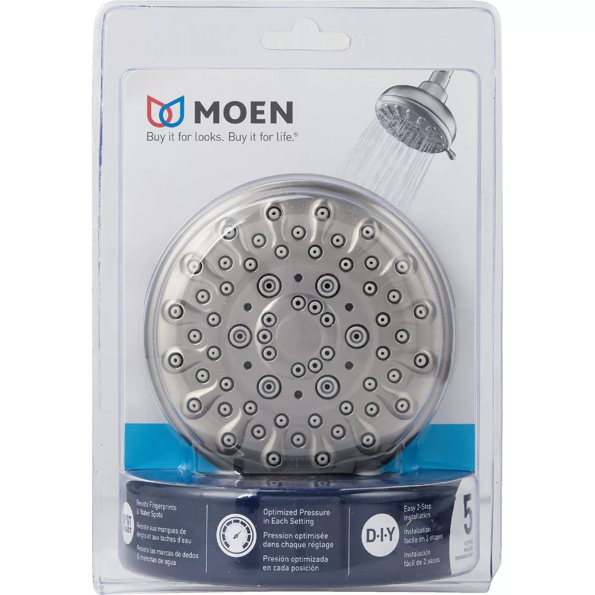 Moen Banbury 4 In. 5-Spray 1.75 GPM Water Saver Fixed Shower Head, Spot Resist Brushed Nickel - photo 2