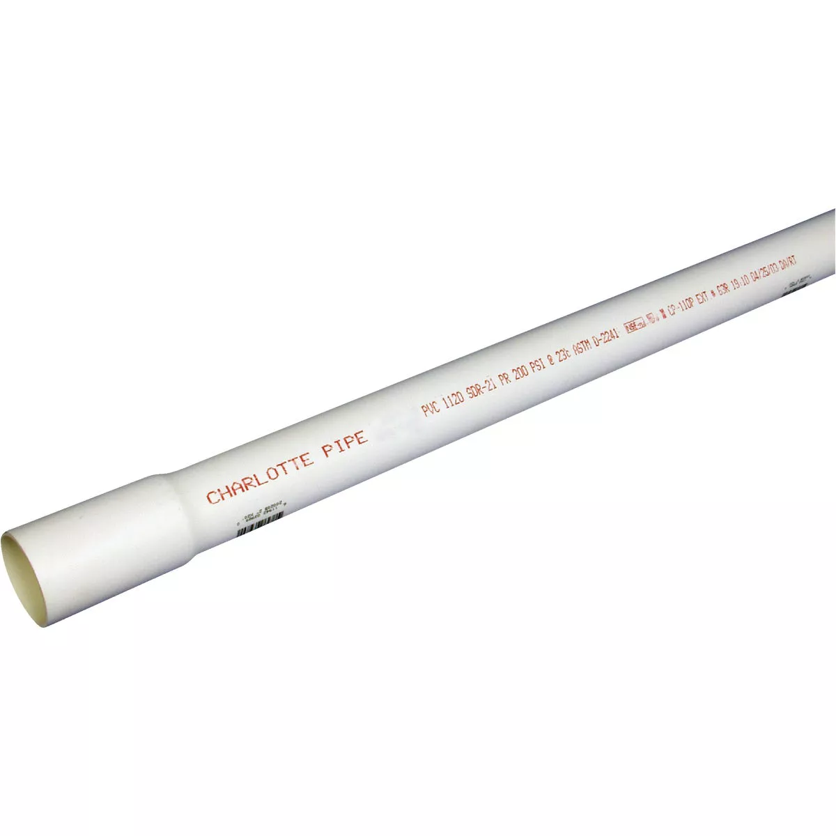 Charlotte Pipe 3/4 In. x 20 Ft. Cold Water PVC Pressure Pipe, SDR 21, Belled End