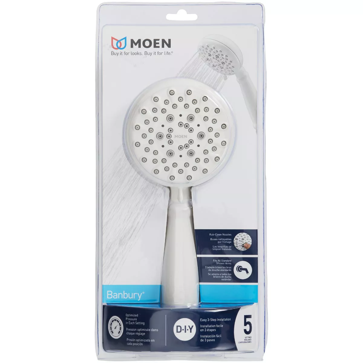 Moen Banbury 5-Spray 1.75 GPM Handheld Shower Head, White