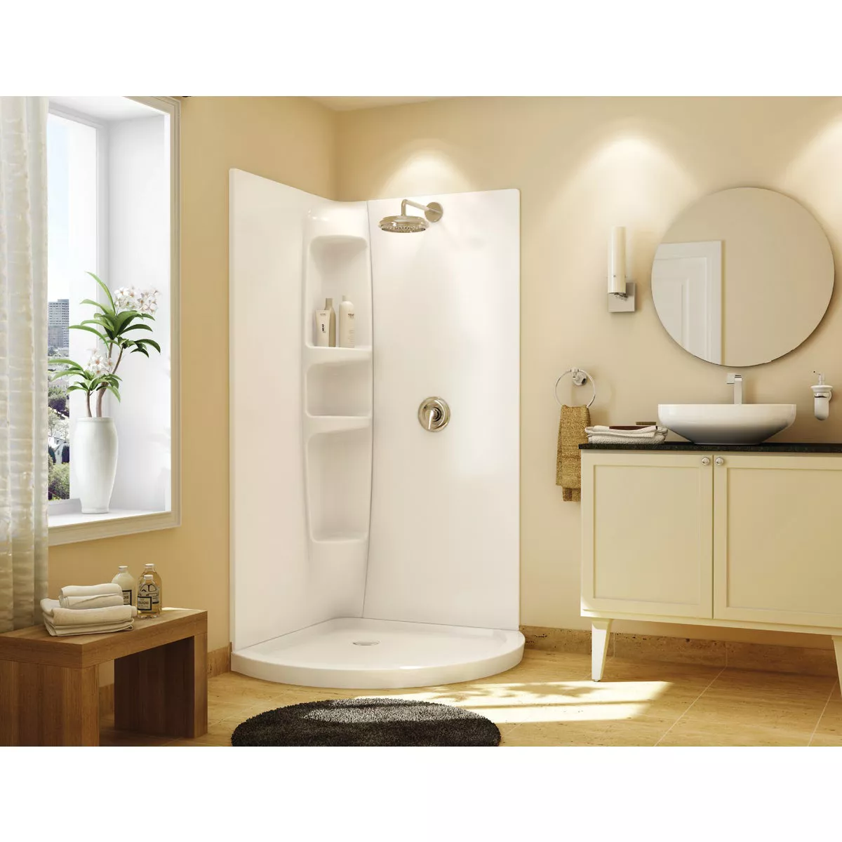 Maax Olympia 36 In. W x 36 In. D x 77 In. H 2-Piece Corner Shower Wall Set in White - photo 2