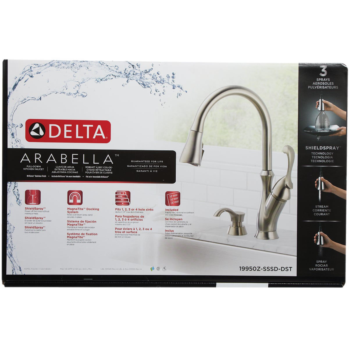 Delta Arabella 1Handle Lever PullDown Kitchen Faucet with Soap