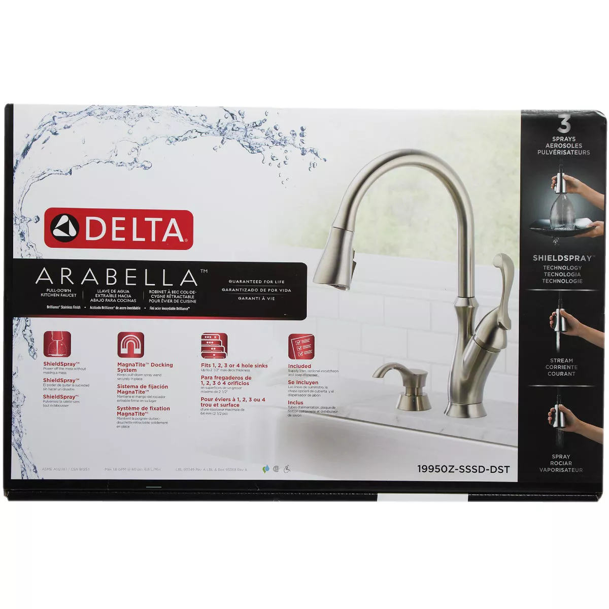 Delta Arabella 1-Handle Lever Pull-Down Kitchen Faucet with Soap Dispenser, Stainless - photo 3