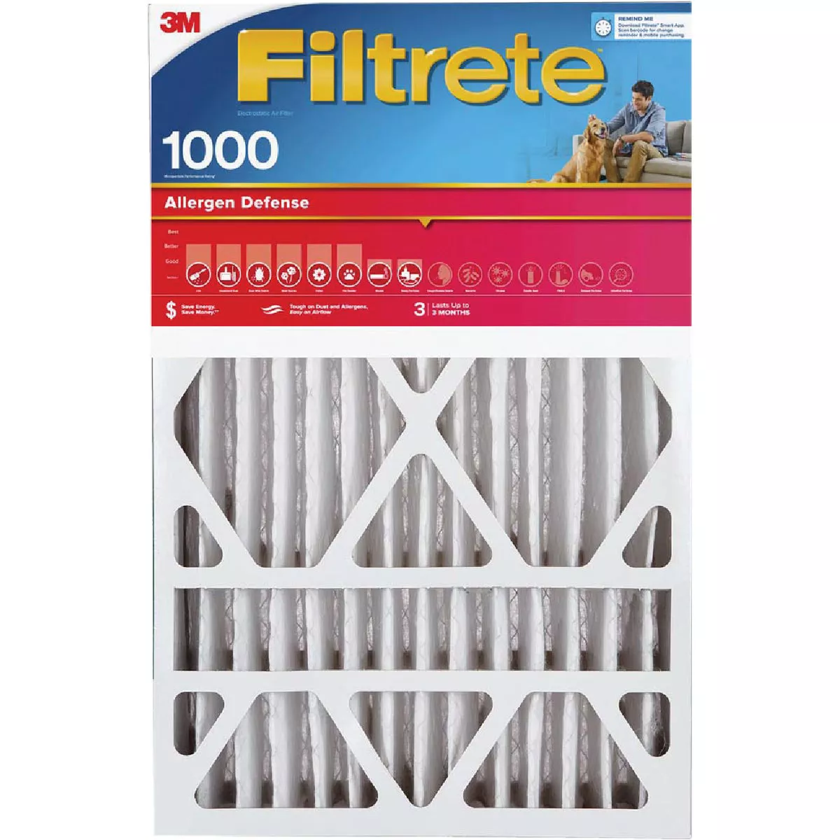 Filtrete 20 In. x 25 In. x 1 In. 1000/1085 MPR Allergen Defense Furnace Filter, MERV 11 (2-Pack)