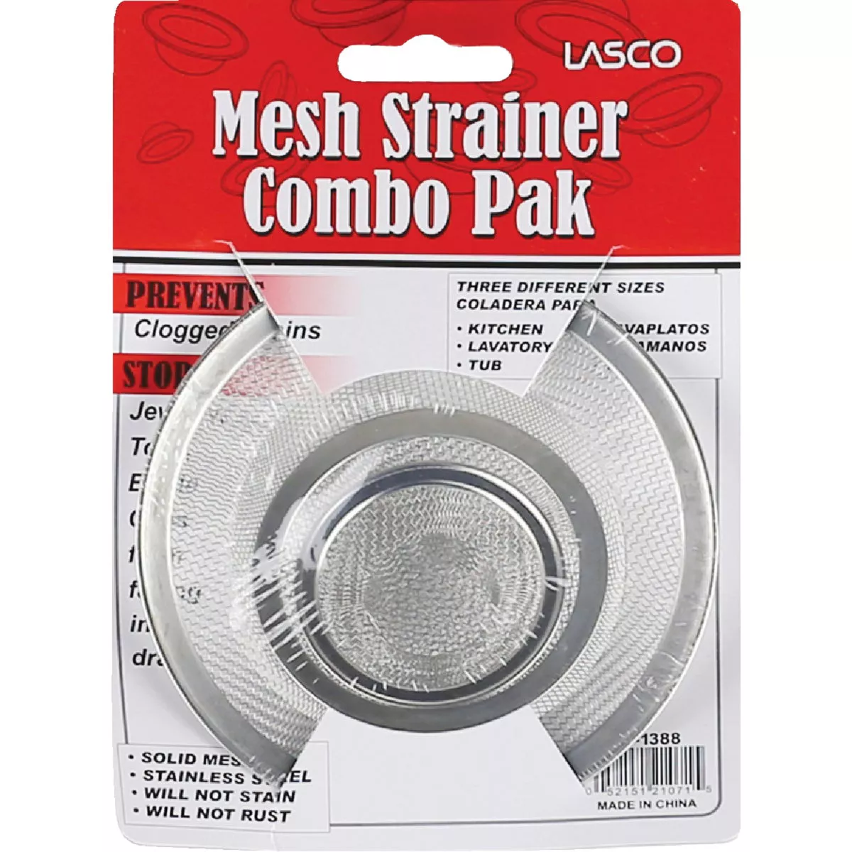 Lasco Assorted Size Stainless Steel Drain Strainer (3-Pack) - photo 2