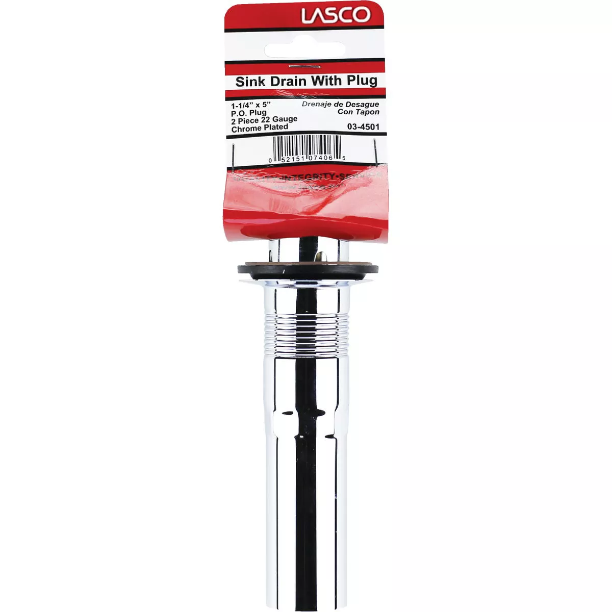 Lasco 1-1/4 In. x 5 In. Chrome-Plated Brass P.O. Plug 2-Piece Bathroom Sink Drain with Overflow - photo 2