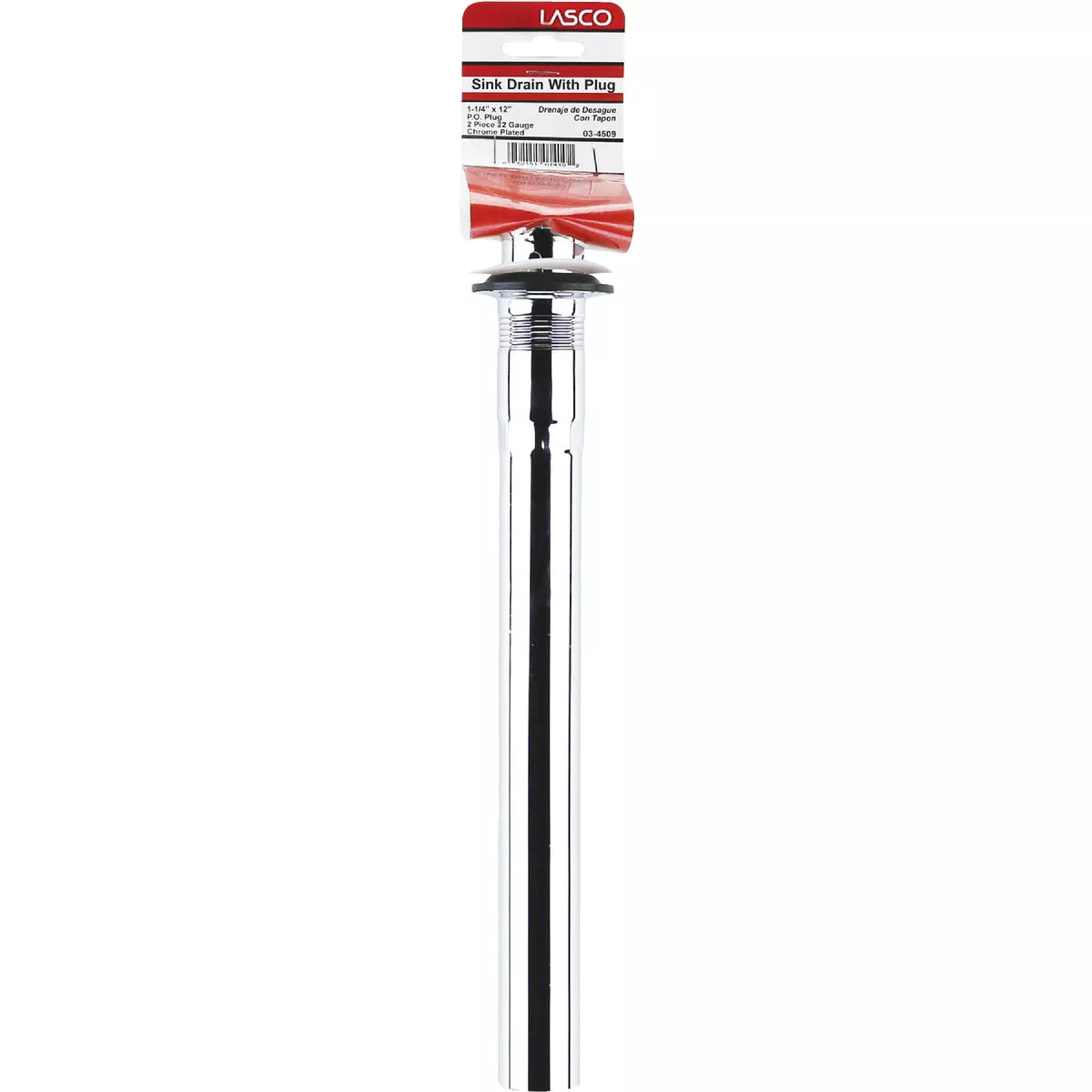 Lasco 1-1/4 In. x 12 In. Chrome-Plated Brass P.O. Plug 2-Piece Bathroom Sink Drain with Overflow - photo 2