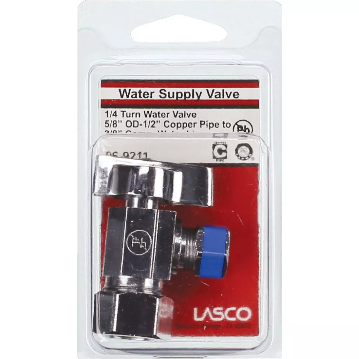 Lasco 5/8 In. Copper C Inlet x 3/8 In. C Outlet 1/4 Turn Angle Valve - photo 2
