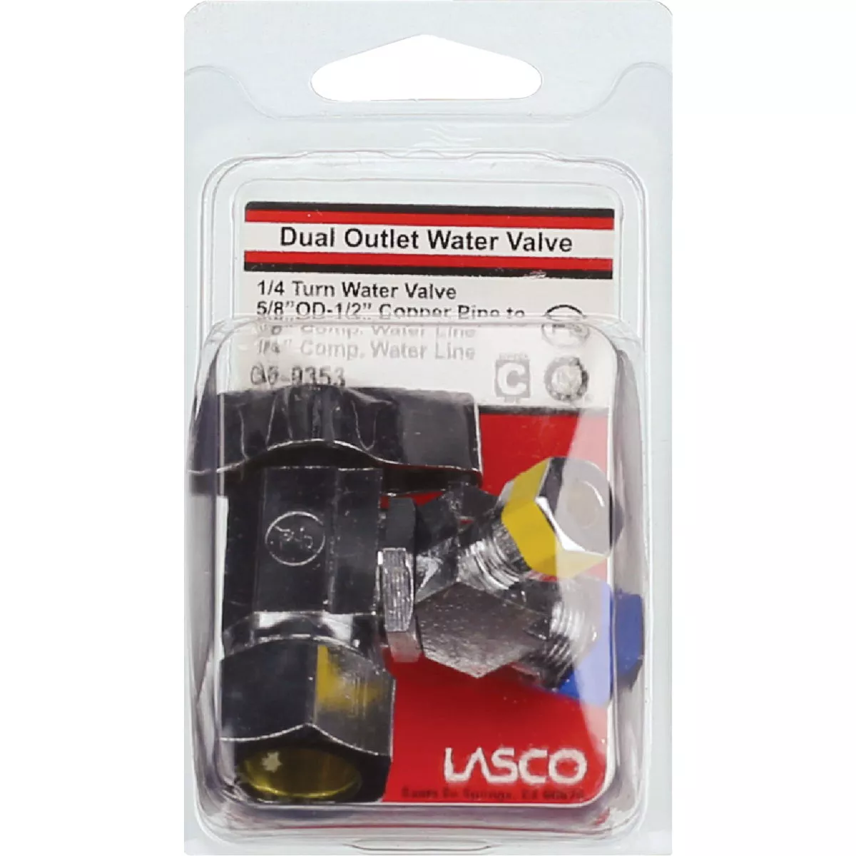 Lasco 5/8 In. C Inletx3/8 In. C Outletx1/4 In. C Outlet 1/4 Turn Angle Valve - photo 2