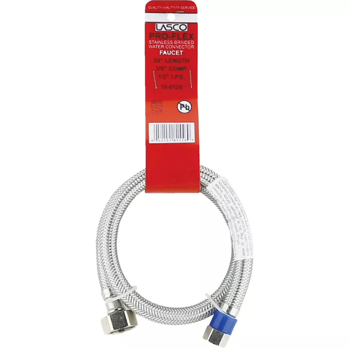 Lasco 3/8 In. C x 1/2 In. FIP x 24 In. L Stainless Steel Braided Supply Faucet Connector - photo 2