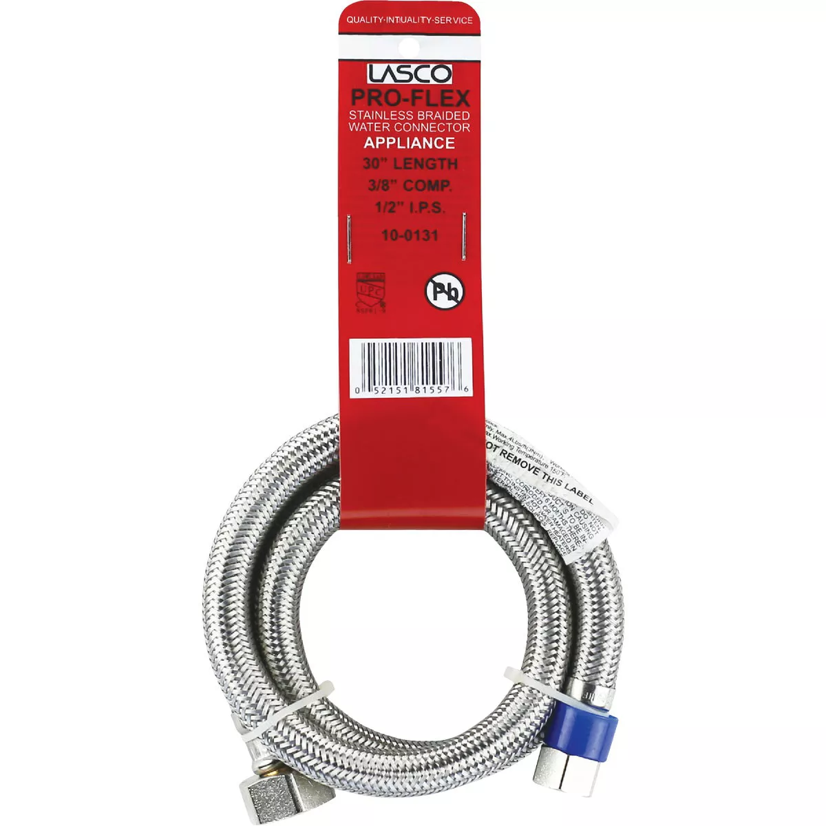 Lasco 3/8 In. C x 1/2 In. FIP x 30 In. L Stainless Steel Braided Supply Faucet Connector - photo 2