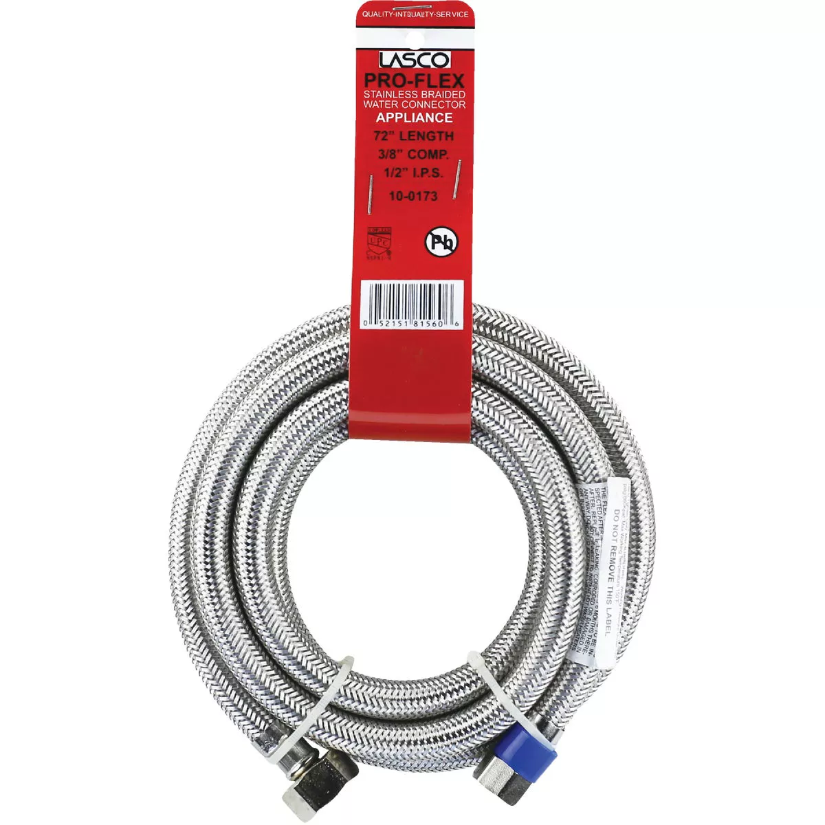 Lasco 3/8 In. C x 1/2 In. FIP x 72 In. L Stainless Steel Braided Supply Faucet Connector - photo 2