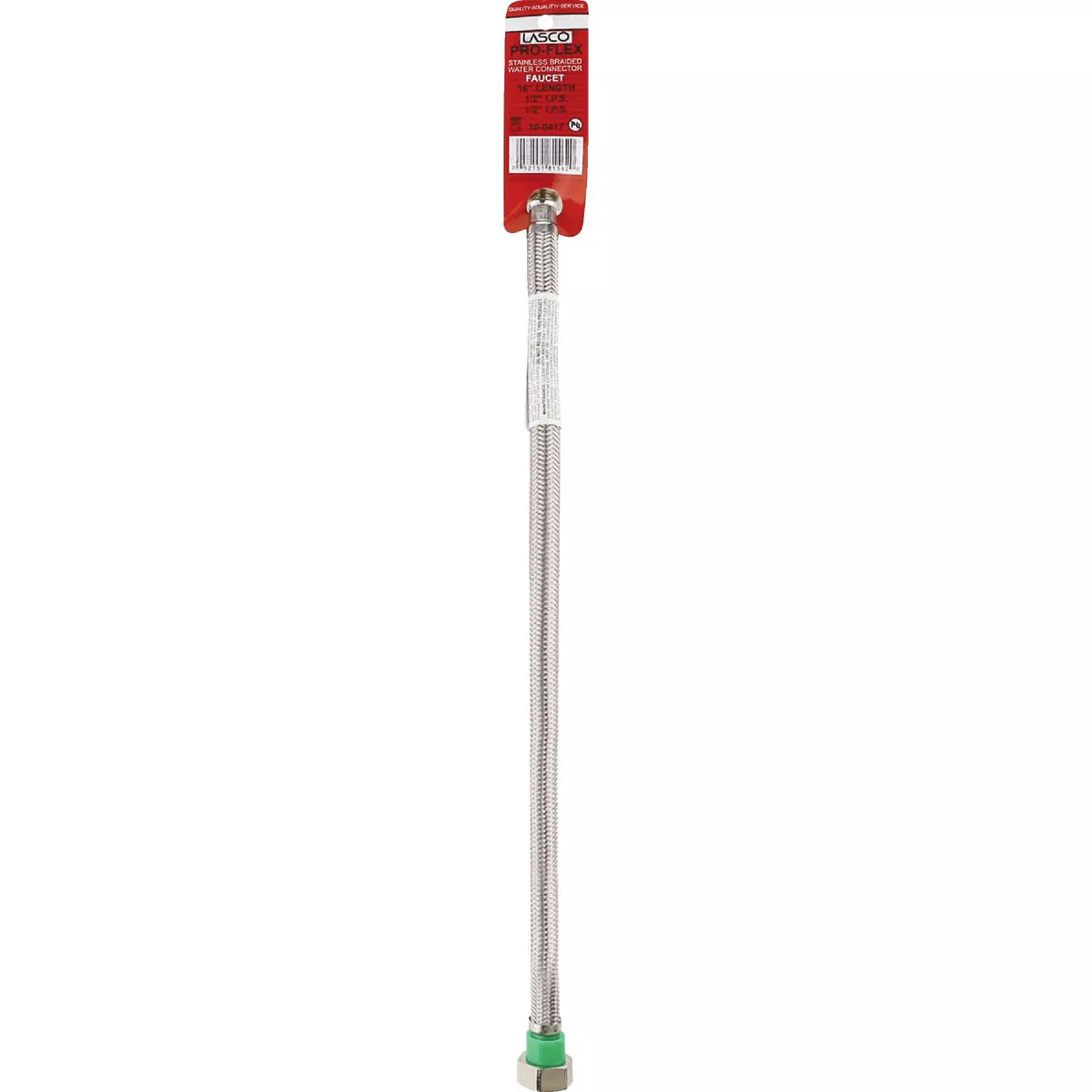 Lasco 1/2 In. IPS x 1/2 In. IPS x 16 In. L Braided Stainless Steel Flex Line Faucet Connector - photo 2
