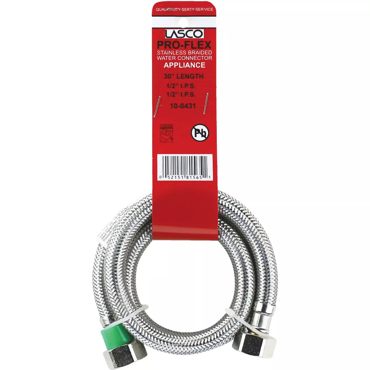 Lasco 1/2 In. IPS x 1/2 In. IPS x 30 In. L Braided Stainless Steel Flex Line Faucet Connector - photo 2
