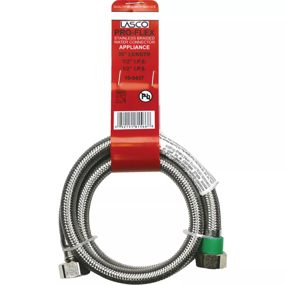 Lasco 1/2 In. IPS x 1/2 In. IPS x 36 In. L Braided Stainless Steel Flex Line Faucet Connector - photo 2