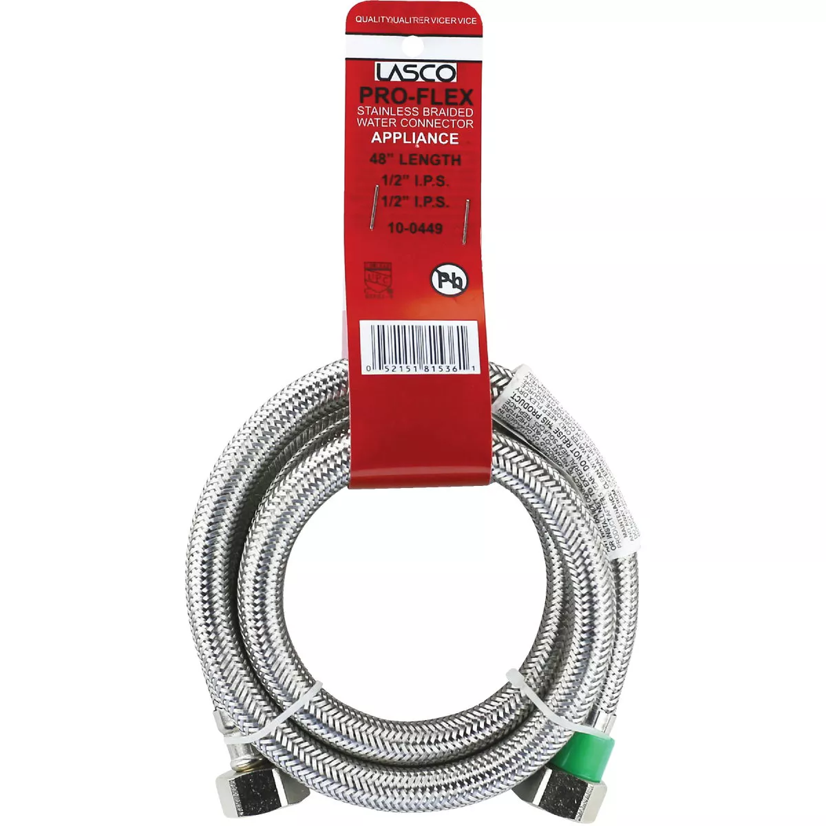Lasco 1/2 In. IPS x 1/2 In. IPS x 48 In. L Braided Stainless Steel Flex Line Faucet Connector - photo 2