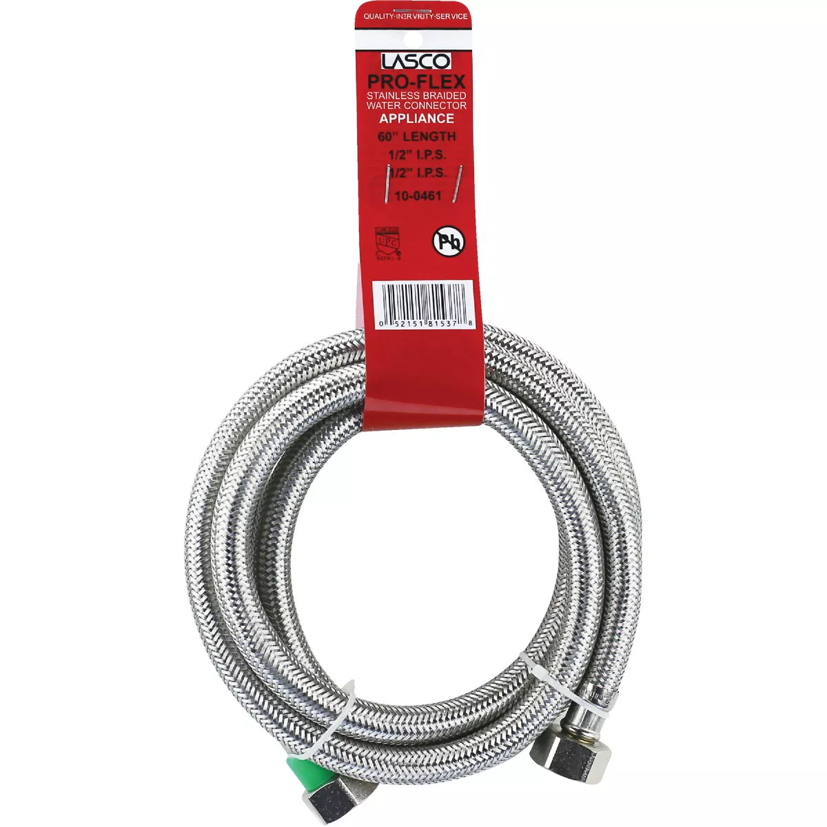 Lasco 1/2 In. IPS x 1/2 In. IPS x 60 In. L Braided Stainless Steel Flex Line Faucet Connector - photo 2